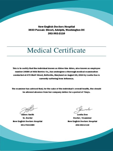 doctor medical certificate